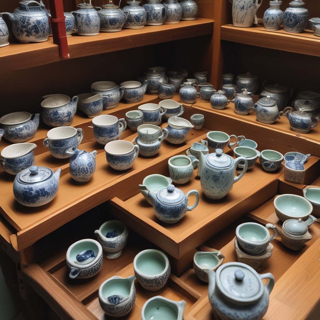 Japanese tea set in a small gift shop